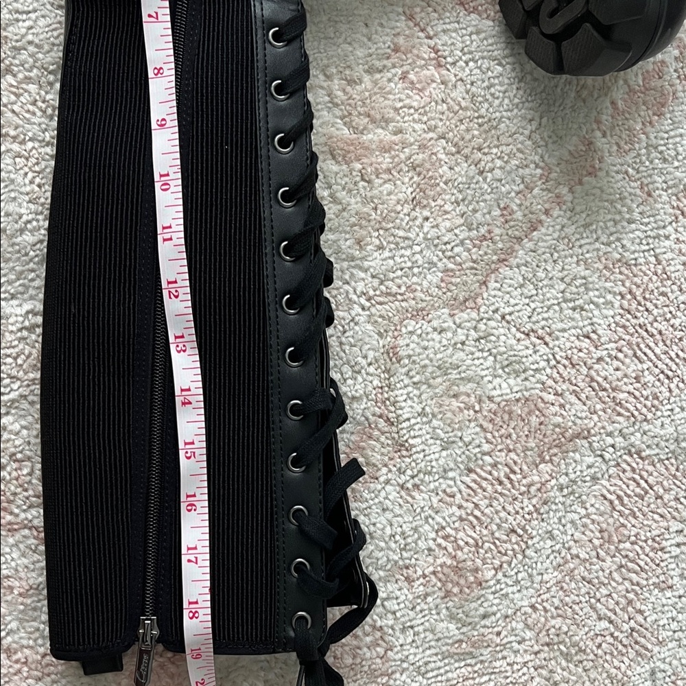 Black Lace-Up Knee-High Combat Boots - Women's - Picture 13 of 14
